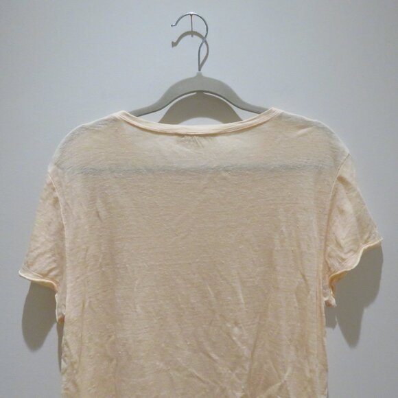 FRAME Easy True Linen Short Sleeve Slub Knit T-Shirt Light Peach Orange Casual - Picture 10 of 14
